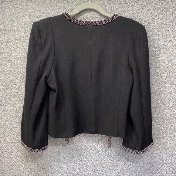NEW Forever 21 Black Wool Blend Chain Open Blazer Sz L - Picture 5 of 9